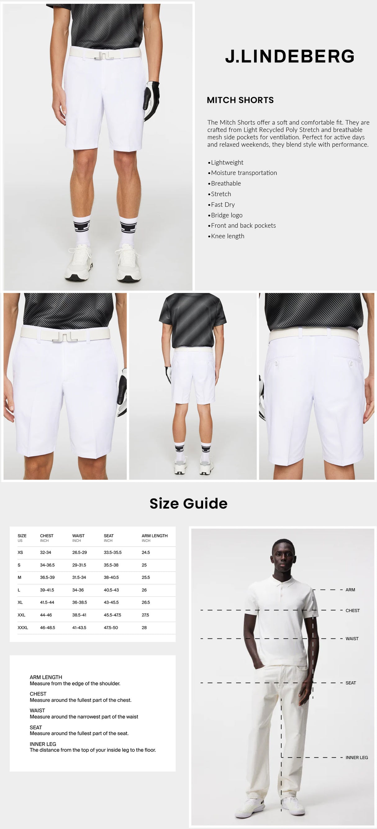 J Lindeberg Men’s Mitch Shorts - White