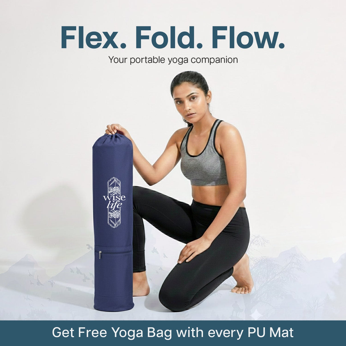 PU & Natural Rubber Yoga Mat - 6mm, Mountain Peace
