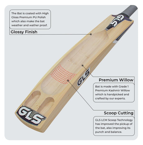 GLS Destroyer Natural Kashmir Willow Scoop Bat For Hard Tennis Ball | Greenland Enterprises (Gls Sports)