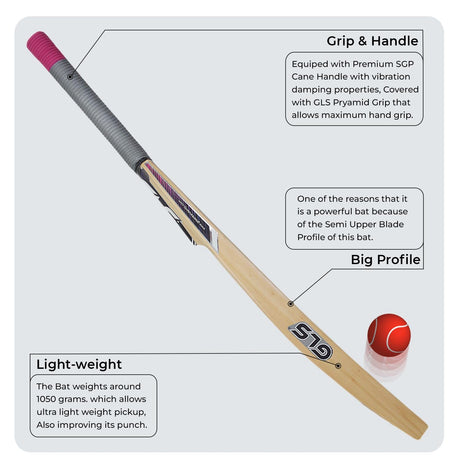 GLS Destroyer Natural Kashmir Willow Scoop Bat For Hard Tennis Ball | Greenland Enterprises (Gls Sports)