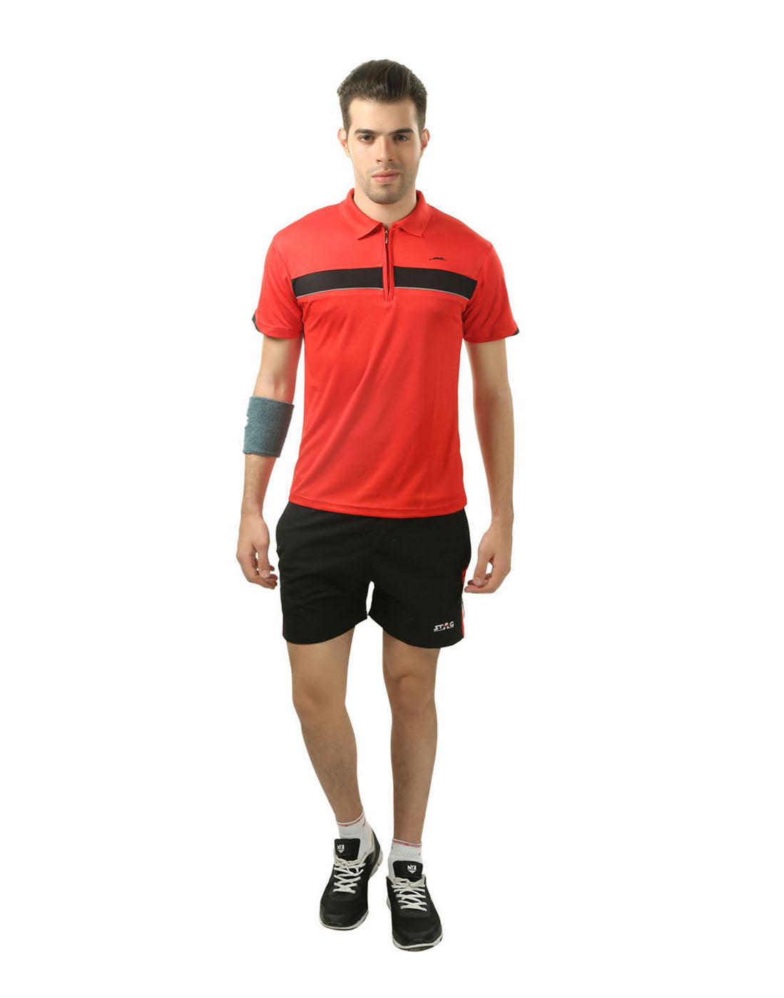 STAG GLOBAL Stripe  Men's Athletic Fit Polo T-Shirt | Solid Sportswear for Active & Casual Use