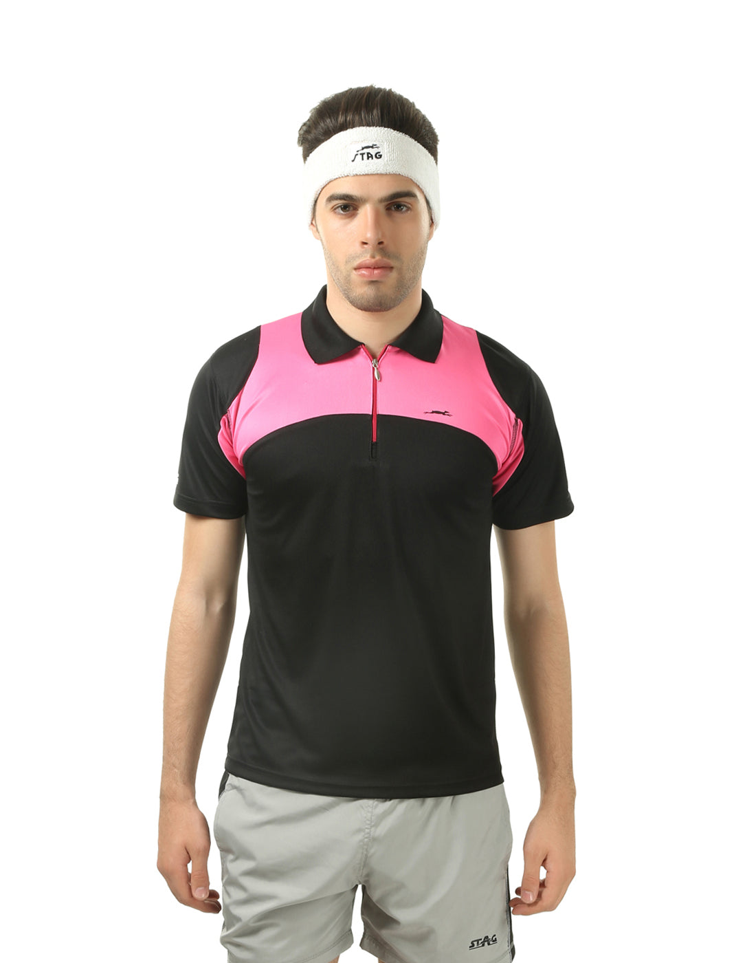 STAG GLOBAL  Graphic Men's Athletic Fit Polo T-Shirt | Solid Sportswear for Active & Casual Use