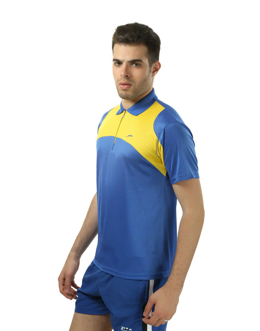 STAG GLOBAL Graphic Men’s Dual-Tone Polo Collar – Bold Design T-shirt | 100% Polyster | Breathable and Comfortable Sportswear