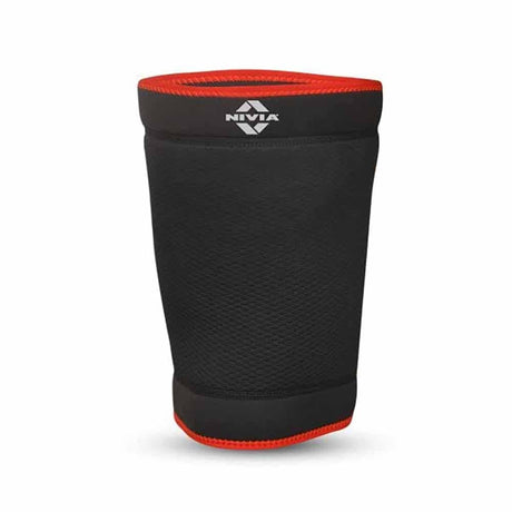 NIVIA Lycra Thigh Support - Slip in , Thigh or Calf Compression, For Shock Absorption  Available in S | M | L  & Black / Red Color , Used for All kind of impact Sports