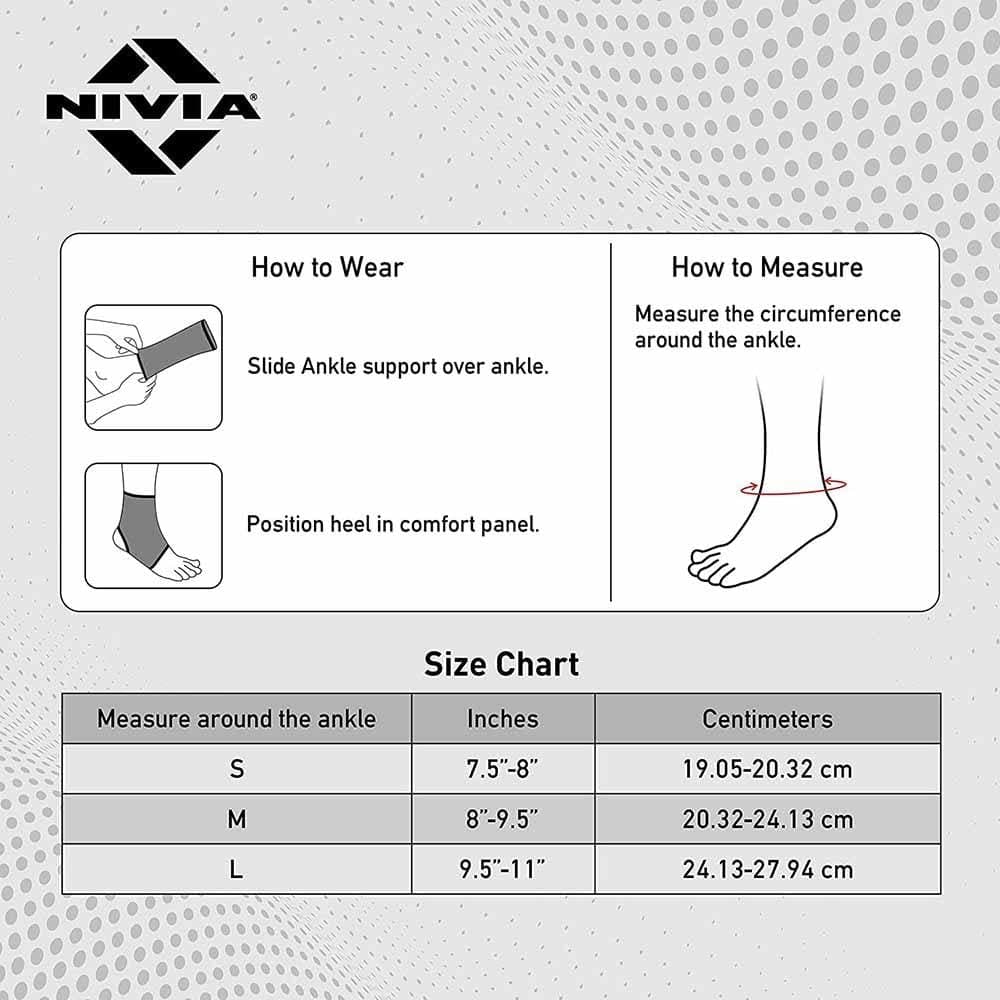 NIVIA Ankle Support With Closed Heel, Ankle Sleeves, Braces or Wraps , For Support & Stability  Available in  S | M | L  | XL & GreyColor , Used for All kind of impact Sports