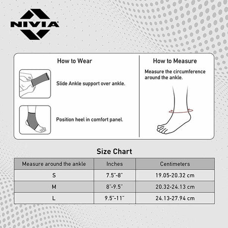 NIVIA Ankle Support With Closed Heel, Ankle Sleeves, Braces or Wraps , For Support & Stability  Available in  S | M | L  | XL & GreyColor , Used for All kind of impact Sports