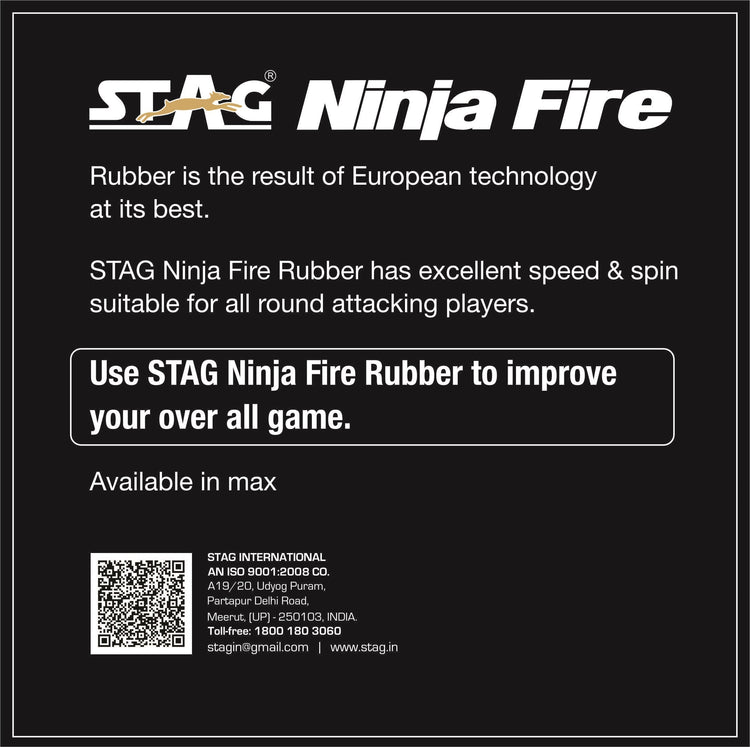 STAG GLOBAL Ninja Fire Table Tennis Racket Rubber