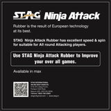 STAG GLOBAL Ninja Attack Table Tennis Racket Rubber, ITTF Approved ,Speed 88, Spin 92 ,Control 78
