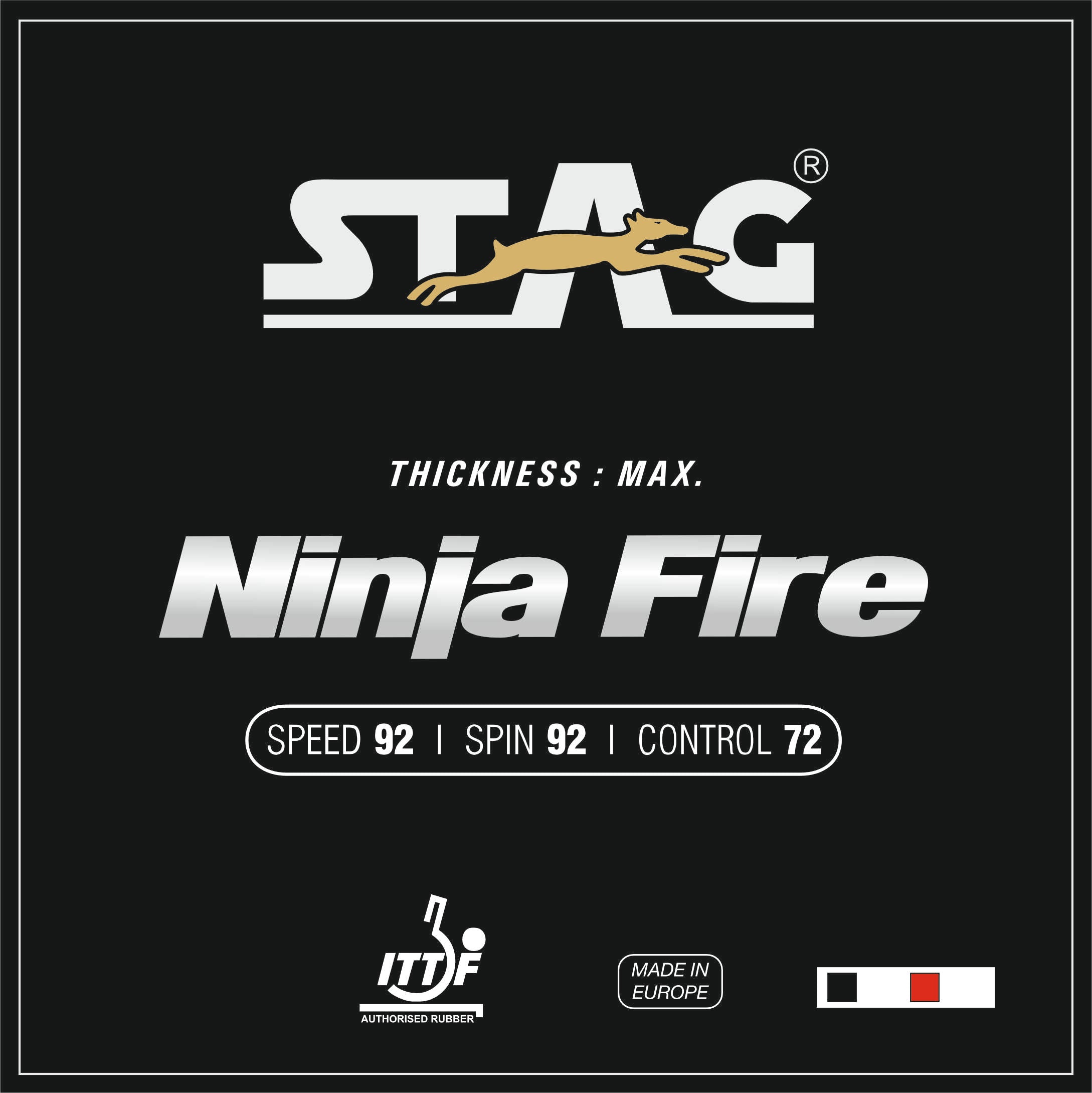 STAG GLOBAL Ninja Fire Table Tennis Racket Rubber