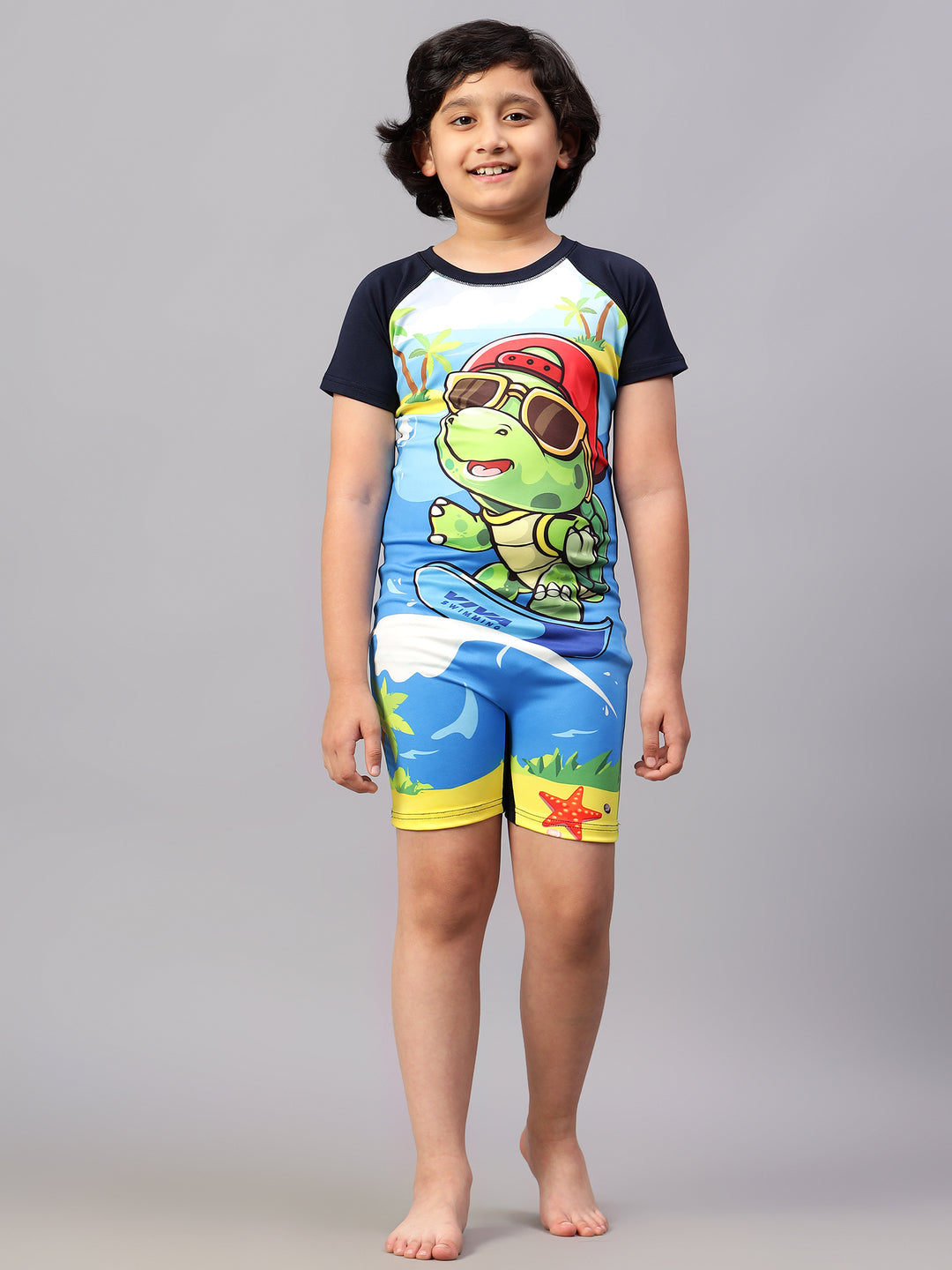 Viva Swimming Round Neck Half Sleeves Swimming Costume for Kids