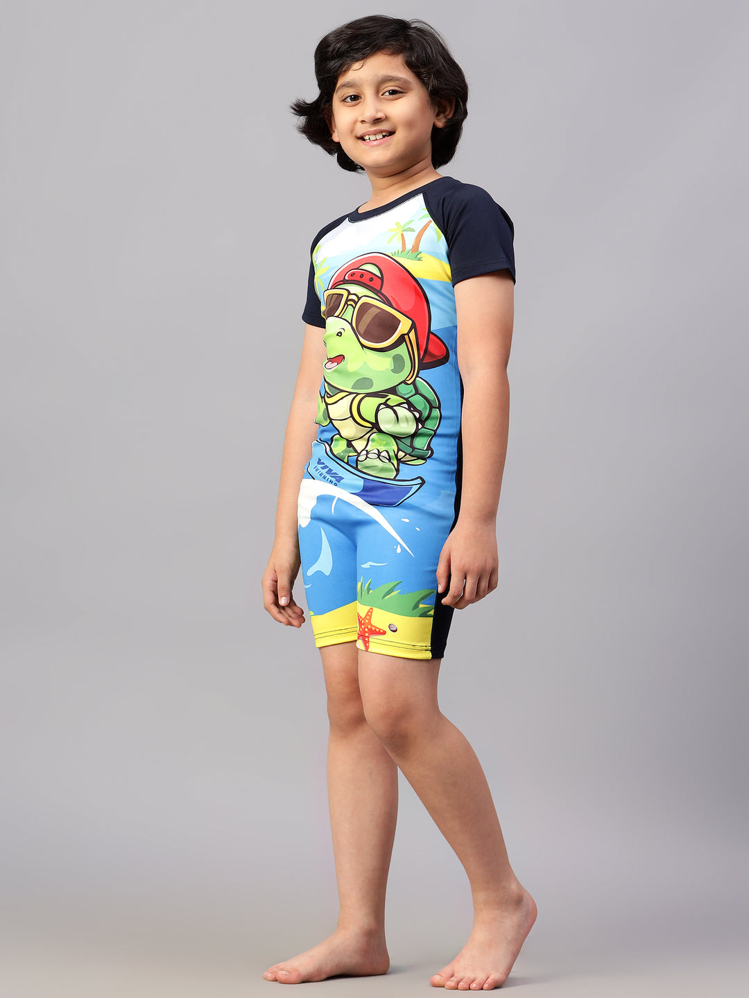 Viva Swimming Round Neck Half Sleeves Swimming Costume for Kids
