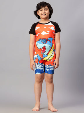 Viva Swimming Round Neck Half Sleeves Swimming Costume for Kids Viva Swimming