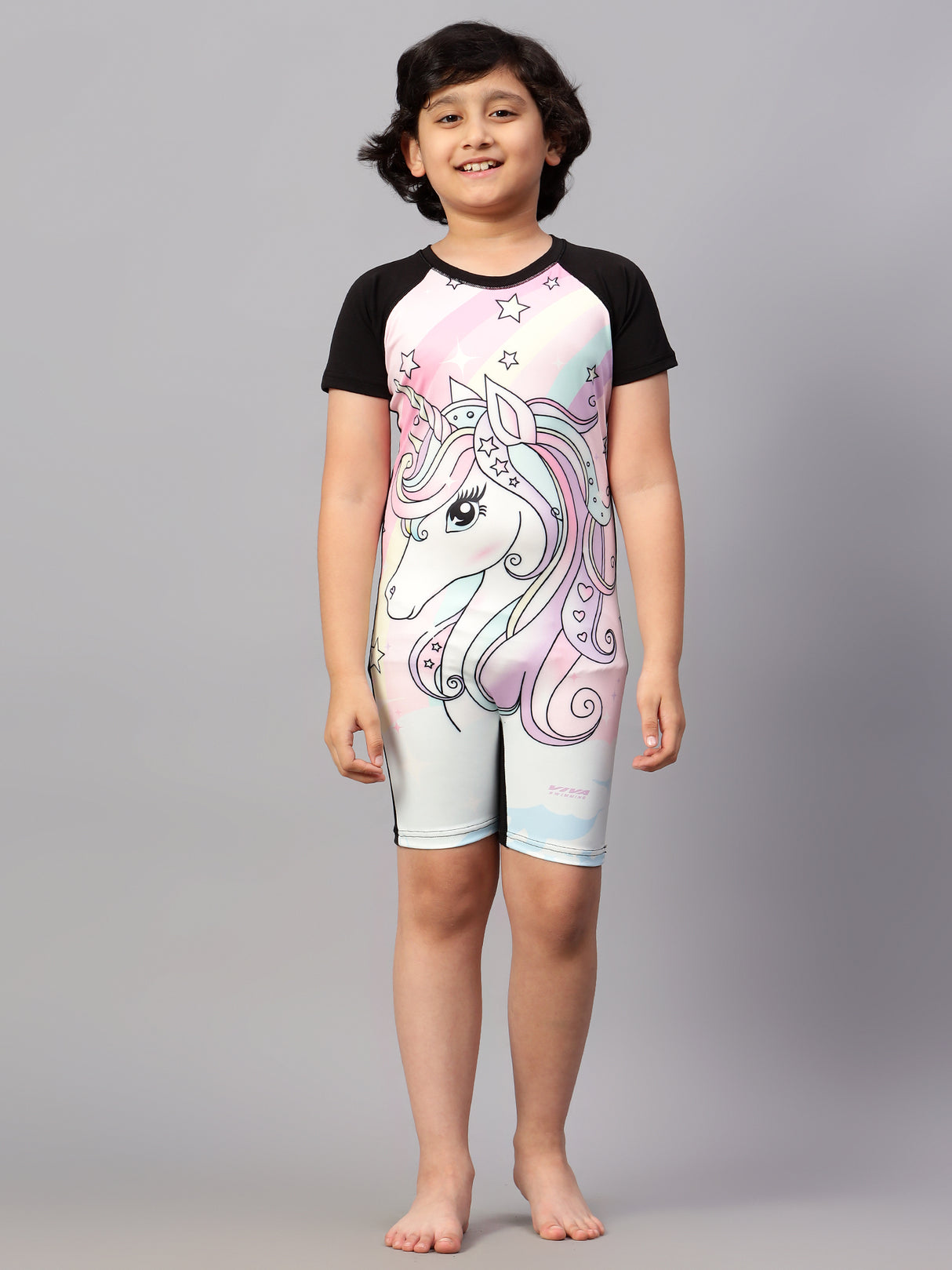Viva Swimming Round Neck Half Sleeves Swimming Costume for Kids