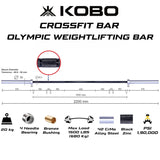 Kobo OR-7-B Olympic Crossfit Barbell 86″ Bar