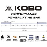 Kobo OR-7-D Olympic Powerlifting Barbell 86″ Bar
