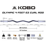 Kobo ORC-4-B Olympic Barbell 47″ Ez Curl Bar