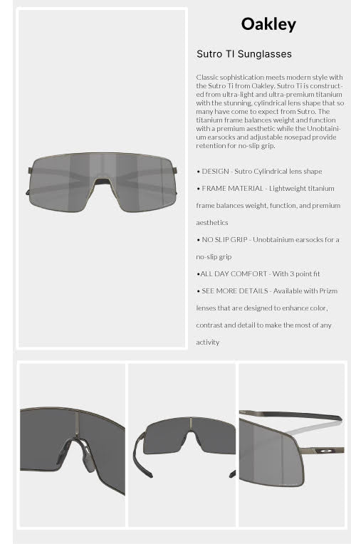 Oakley Sutro TI Sunglasses - Prizm Black/Matte Gunmetal