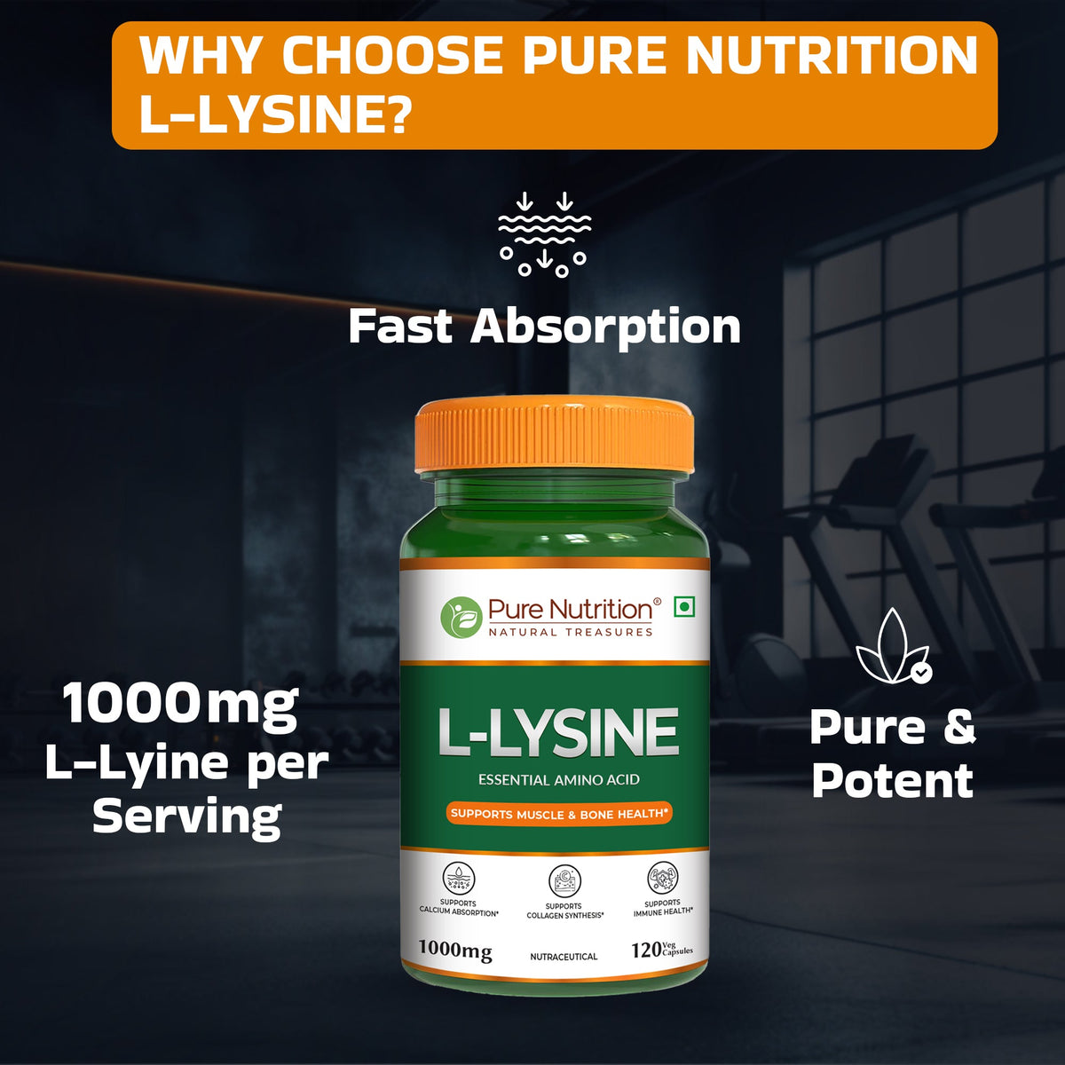 L-Lysine 1000mg Capsules  Immune Support, Muscle Strength & Calcium Utilization