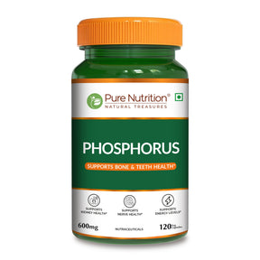 Phosphorus 600mg Veg Capsules  Bone, Energy Metabolism & Wellness | 120 Capsules - Nutrition by Pure Nutrition