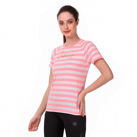 Cotton Stripes Tshirt For Women (Pink)