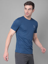 Dark Blue Round Neck T-Shirt for Timeless Appeal