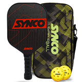 Synco Pickleball Paddle Set Carbonium Red | 1 Pickleball Rackets and 2 Pickleballs with Carry Bag | Fiberglass Lightweight Racket with Cushion Comfort Grip