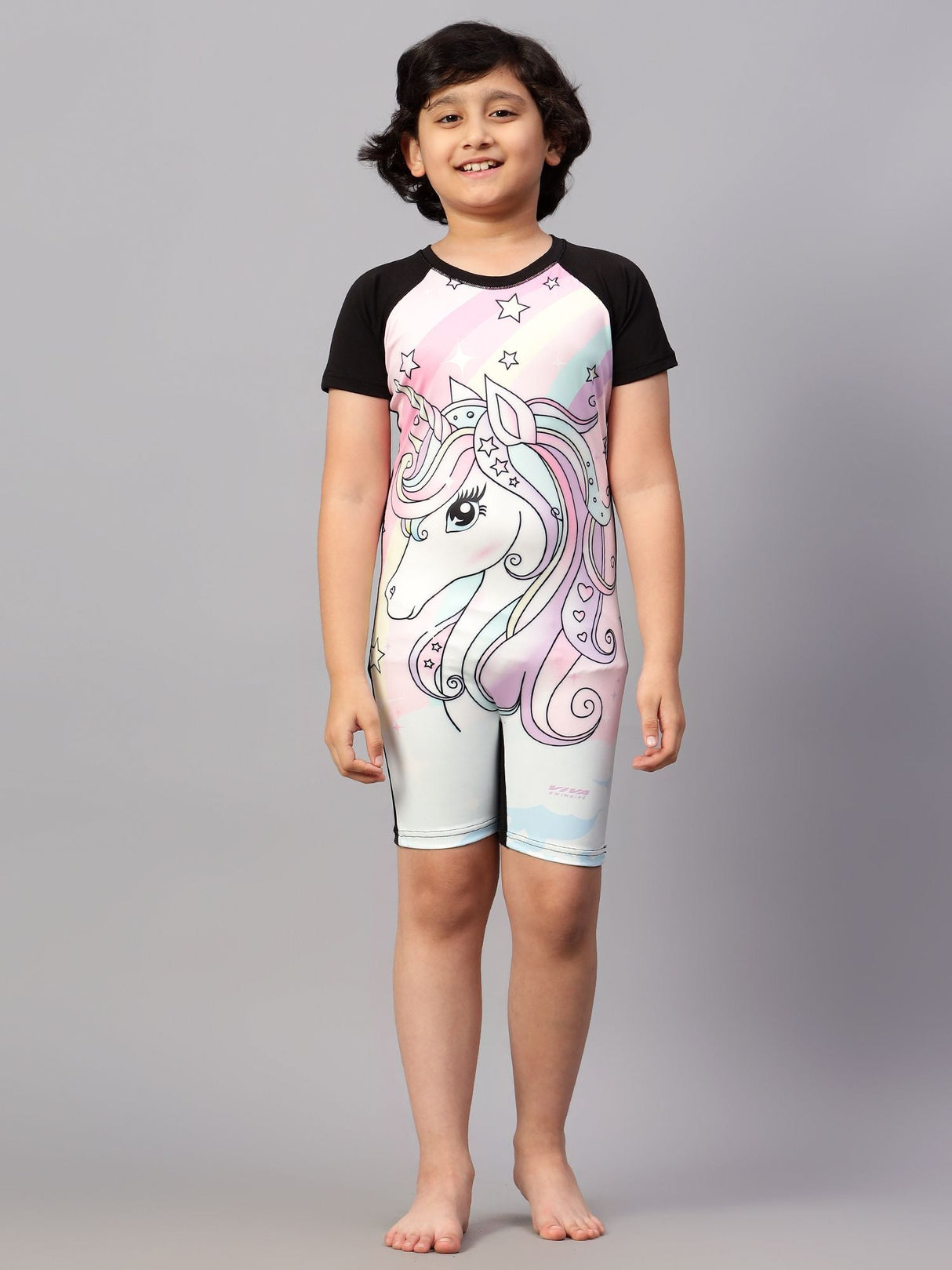 VIVA SWIMMING Half Sleeves Swimwear Suit Costume for Kids For Practicing Swimming, Diving, Cycling, Aerobics