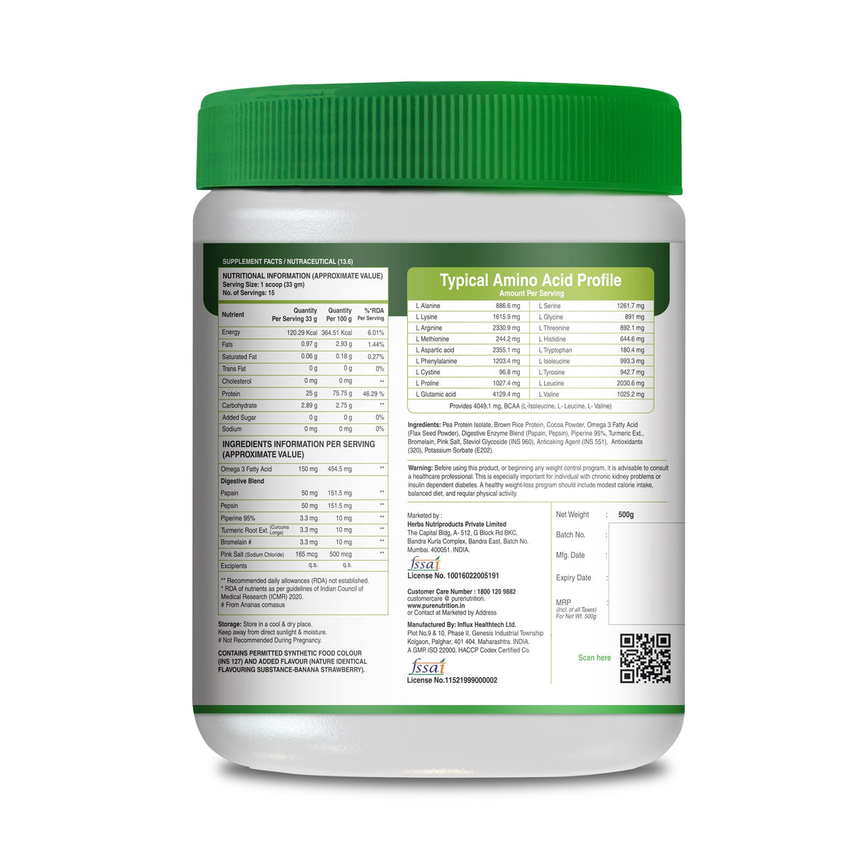 Vegan Protein Banana Strawberry  Plant-Based Protein (500g)