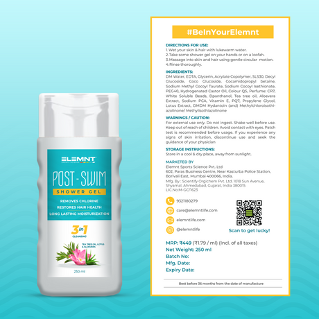Post Swim Shower Gel for Adults & Kids 400 ML (Pack of 2) | Elemntlife