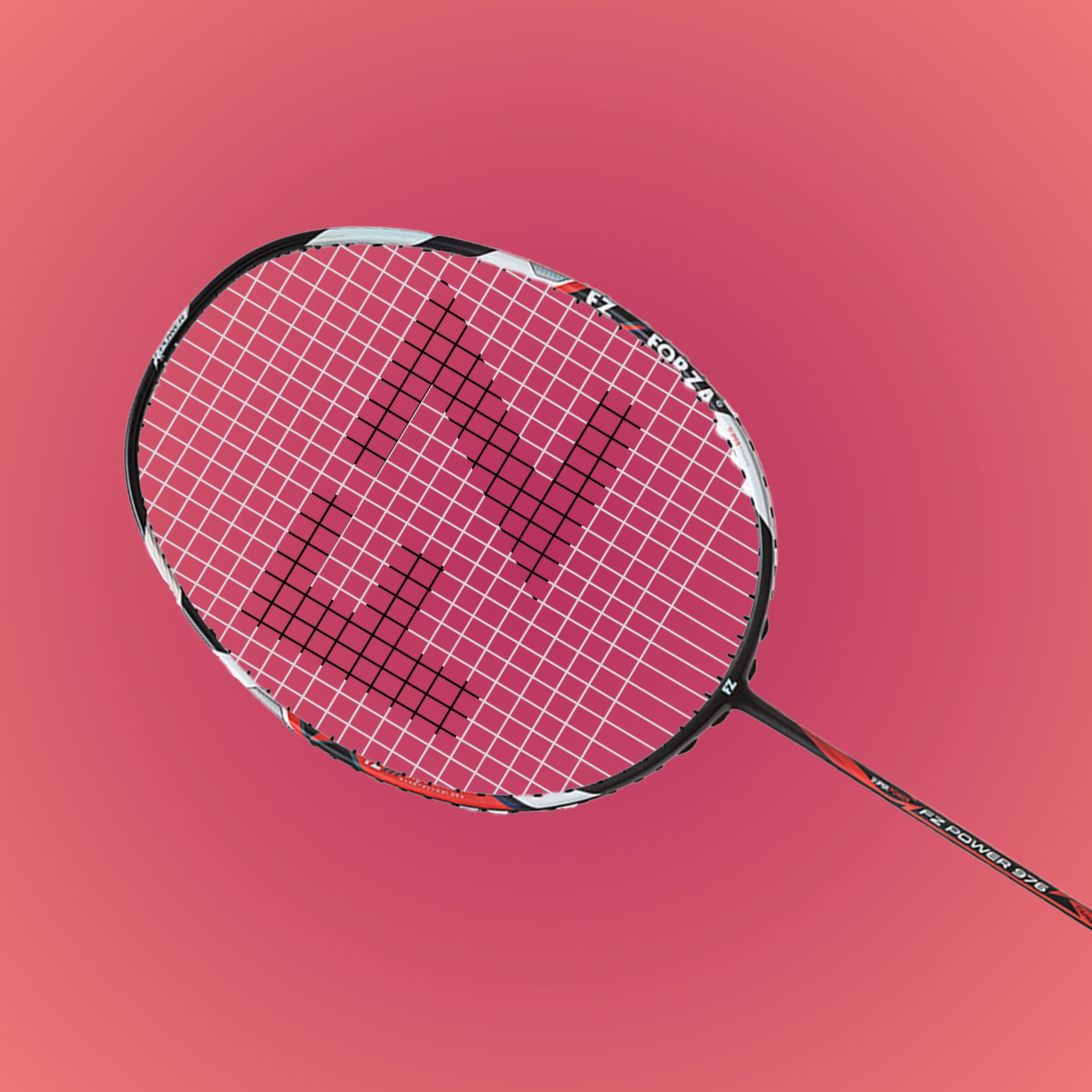 Power 976 Strung Attacking Badminton Racket (Black/Red) - 3U/G5