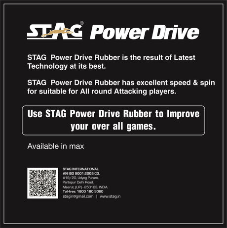 STAG GLOBAL Power Drive Table Tennis Racket Rubber