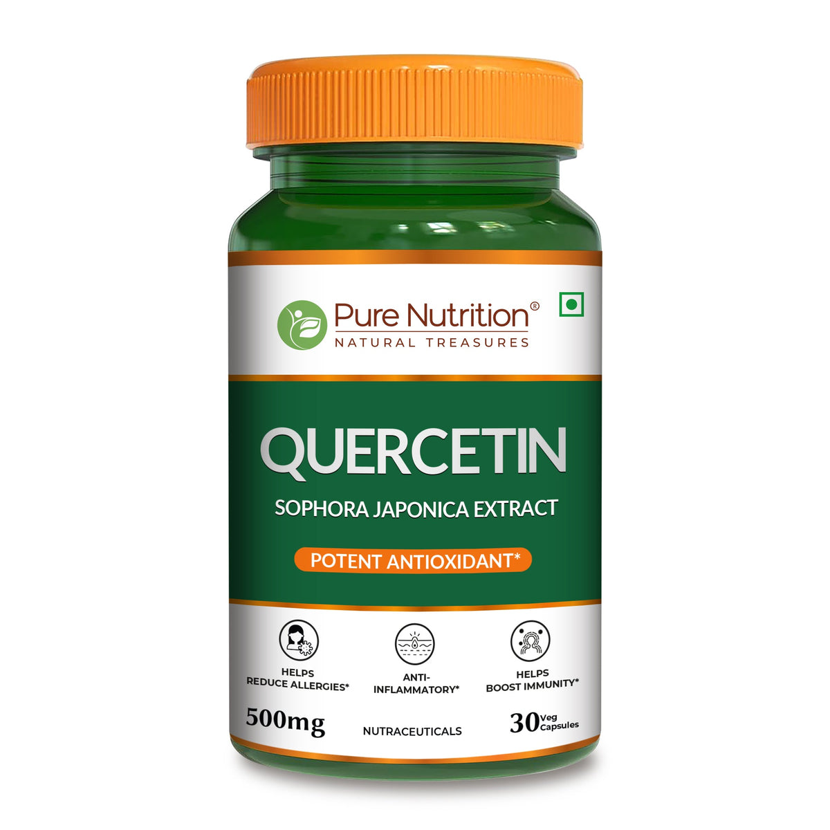 Quercetin 500mg  Antioxidant & Immune Support | 30 Veg Capsules - Nutrition by Pure Nutrition