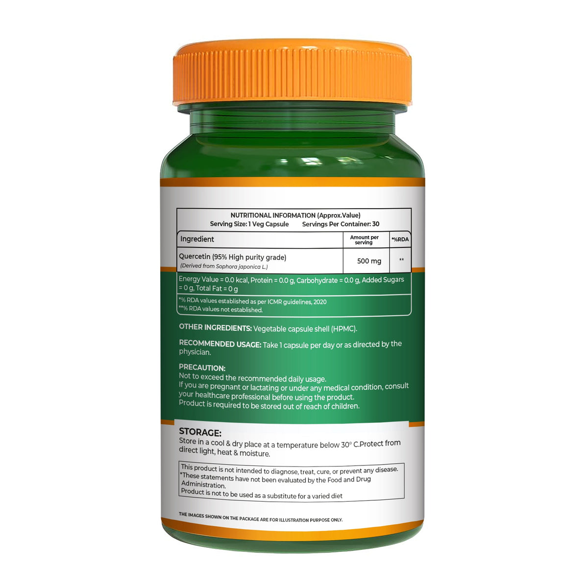 Quercetin 500mg  Antioxidant & Immune Support | 30 Veg Capsules