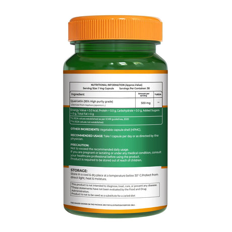 Quercetin 500mg  Antioxidant & Immune Support | 30 Veg Capsules