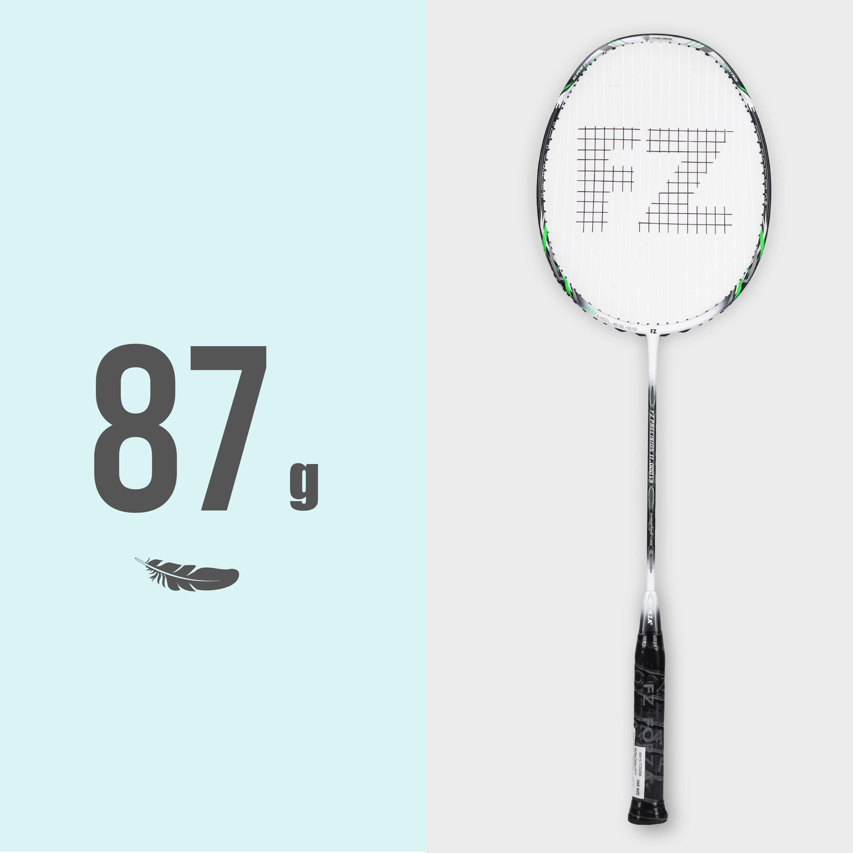Precision 11000 Very Stiff Strung Badminton Racket(White+Green)- 3U/G5