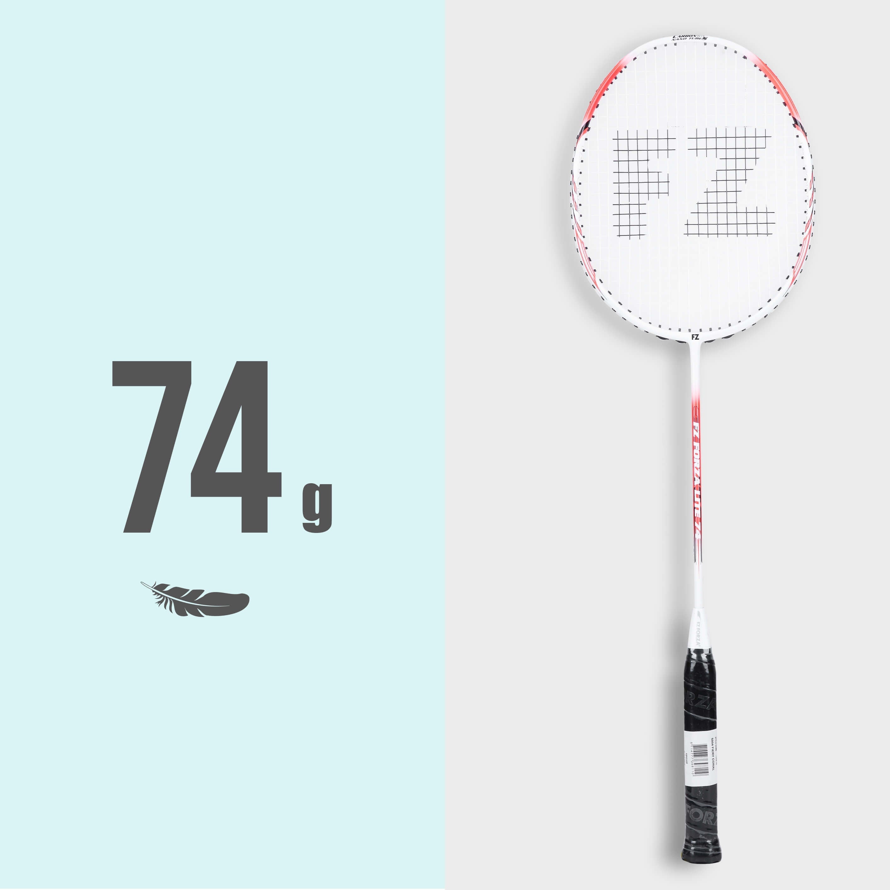 Lite 74 Strung Badminton Racket (Fiery Coral) - 6U/G5