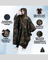 ROCKSPORT Classic Rain Poncho Rainwear - Camoflauge
