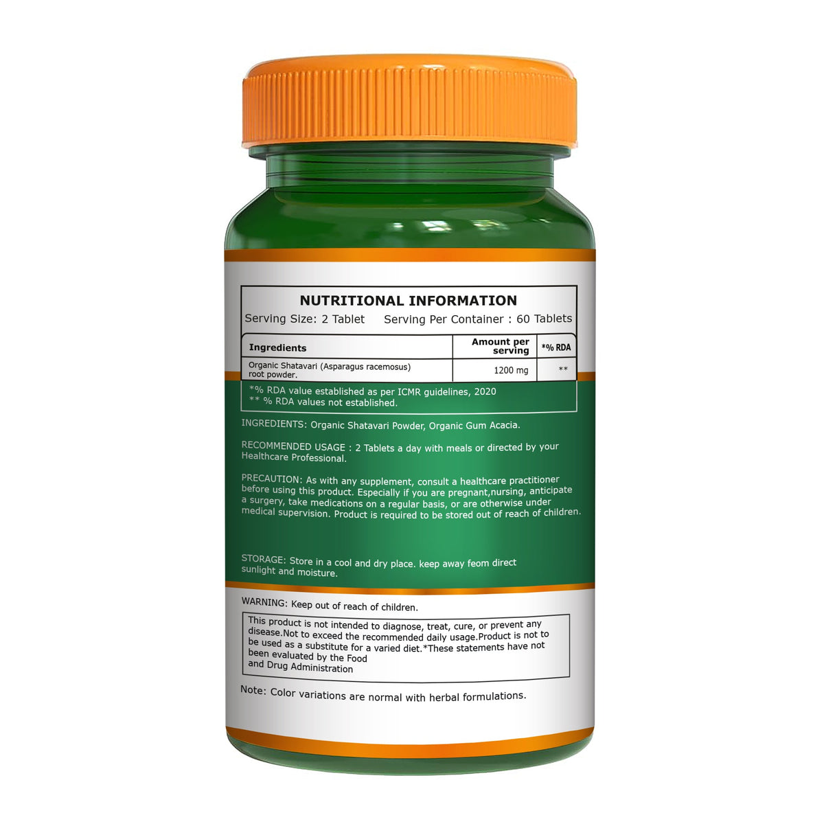 Organic Shatavari - 120 Tablets | Boosts Immunity, Digestion, and Supports Women's Hormonal and Reproductive Health