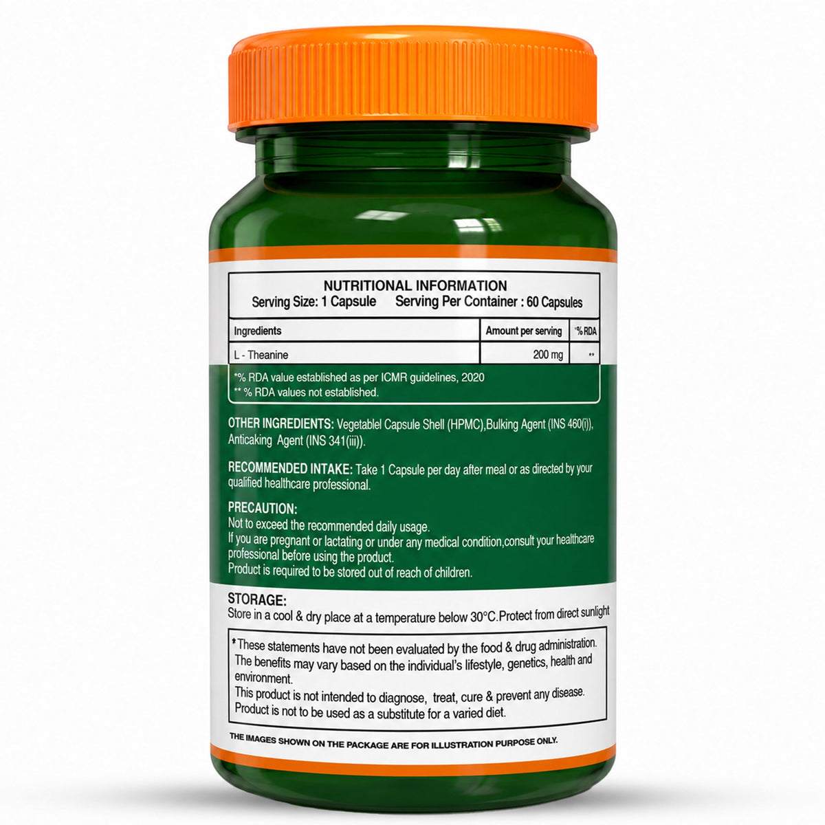 L-Theanine 200mg | Supports Calmness, Focus & Cognitive Function | 120 Veg Tablets