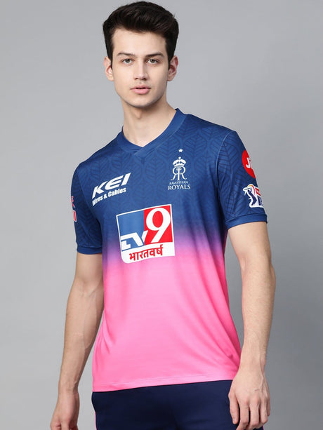 Alcis Men Blue Pink Rajasthan Royals Original Matchday Jersey | Alcis