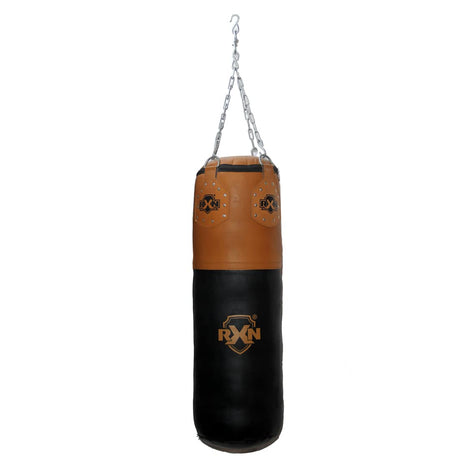 RXN Filled Leather Punching Bag for Boxing and Martial Arts with Includes 4-Way Chain - (PB-01) | RXN SPORTS