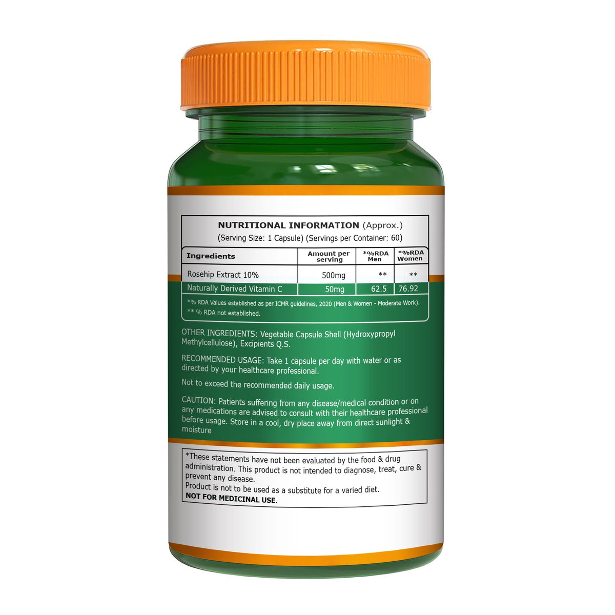 Rosehip Extract 500mg  Natural Vitamin C | Skin, Immunity & Collagen Support