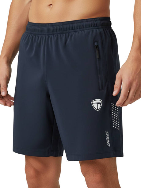 Men’s Running Shorts Navy Blue Color | Quick-Dry Lightweight Gym & Jogging Shorts with Zipper Pocket | Triumph