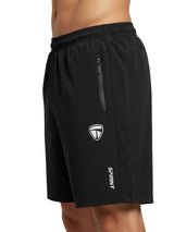 Men’s Running Shorts, Black | White | Navy Blue | Grey | Zipper Pockets for Gym, Workout & All Sports