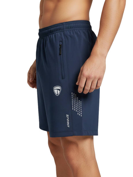 Men’s Performance Running Shorts Blue Color | Gym & Training Shorts with both Side Zipper Pockets |  | Triumph