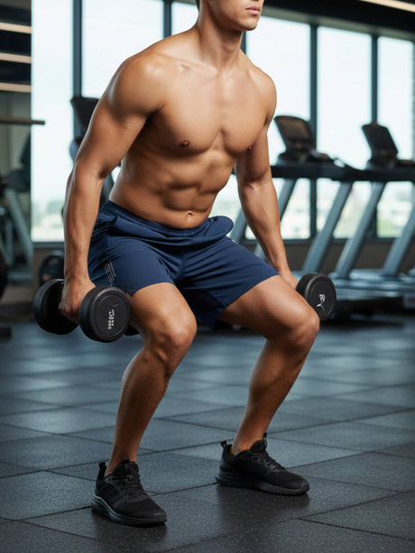 Men’s Performance Running Shorts Blue Color | Gym & Training Shorts with both Side Zipper Pockets |  | Triumph