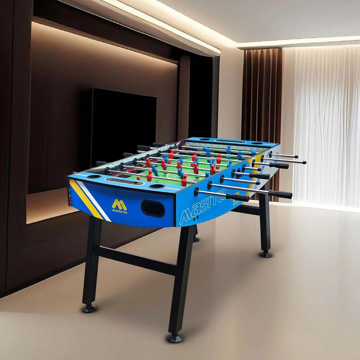 Masita Competition Series  Foosball Table | Indoor Sports Game Table | 2-4 Player Soccer Table Game | 3 Black & white balls 1 Screw Driver