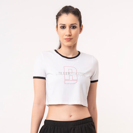 Crop Ringer Tee - White