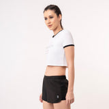 Crop Ringer Tee - White