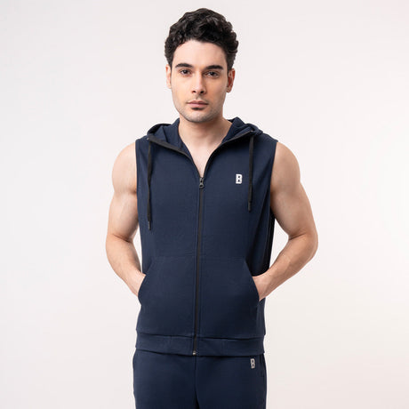 Sleeveless Hoodie - Navy Blue